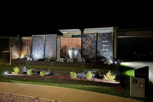 Front yard night time led lighting