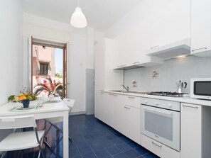 Fridge, microwave, oven, toaster