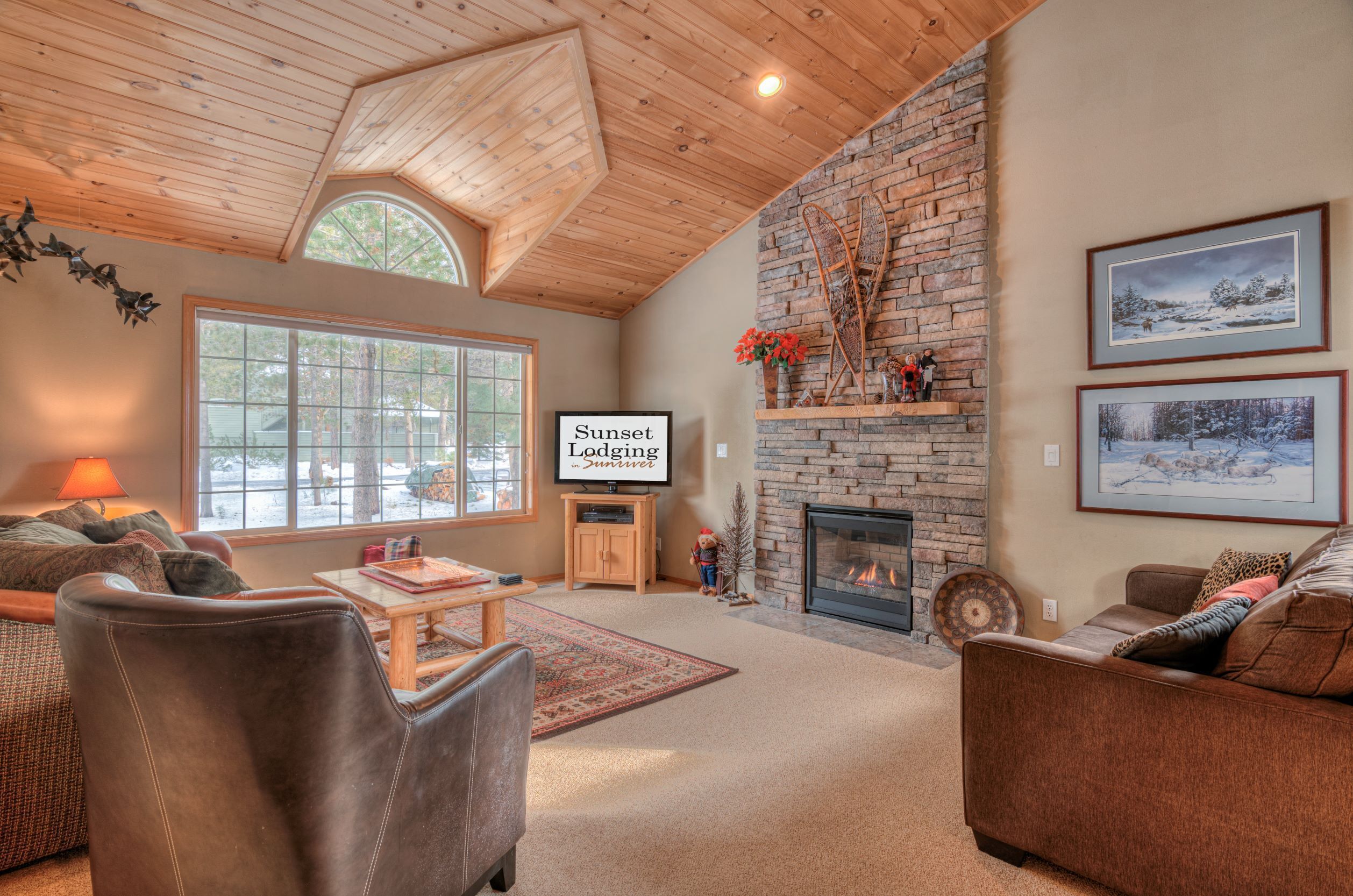 TV, fireplace, ping pong