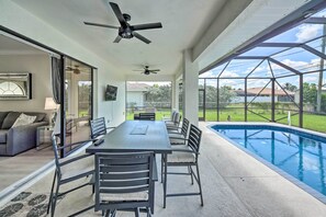 Dining - Lanai + Pool: Dog-Friendly Home in Cape Coral! (Cape Coral)