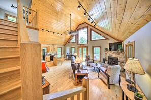 TV, fireplace, foosball - Spacious Murphy Chalet w/ Hot Tub: Mtn Views! (Murphy)
