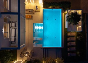 An infinity pool, a heated pool