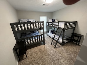 2 bedrooms, desk, iron/ironing board, travel cot