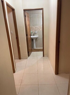 Shower, soap, toilet paper