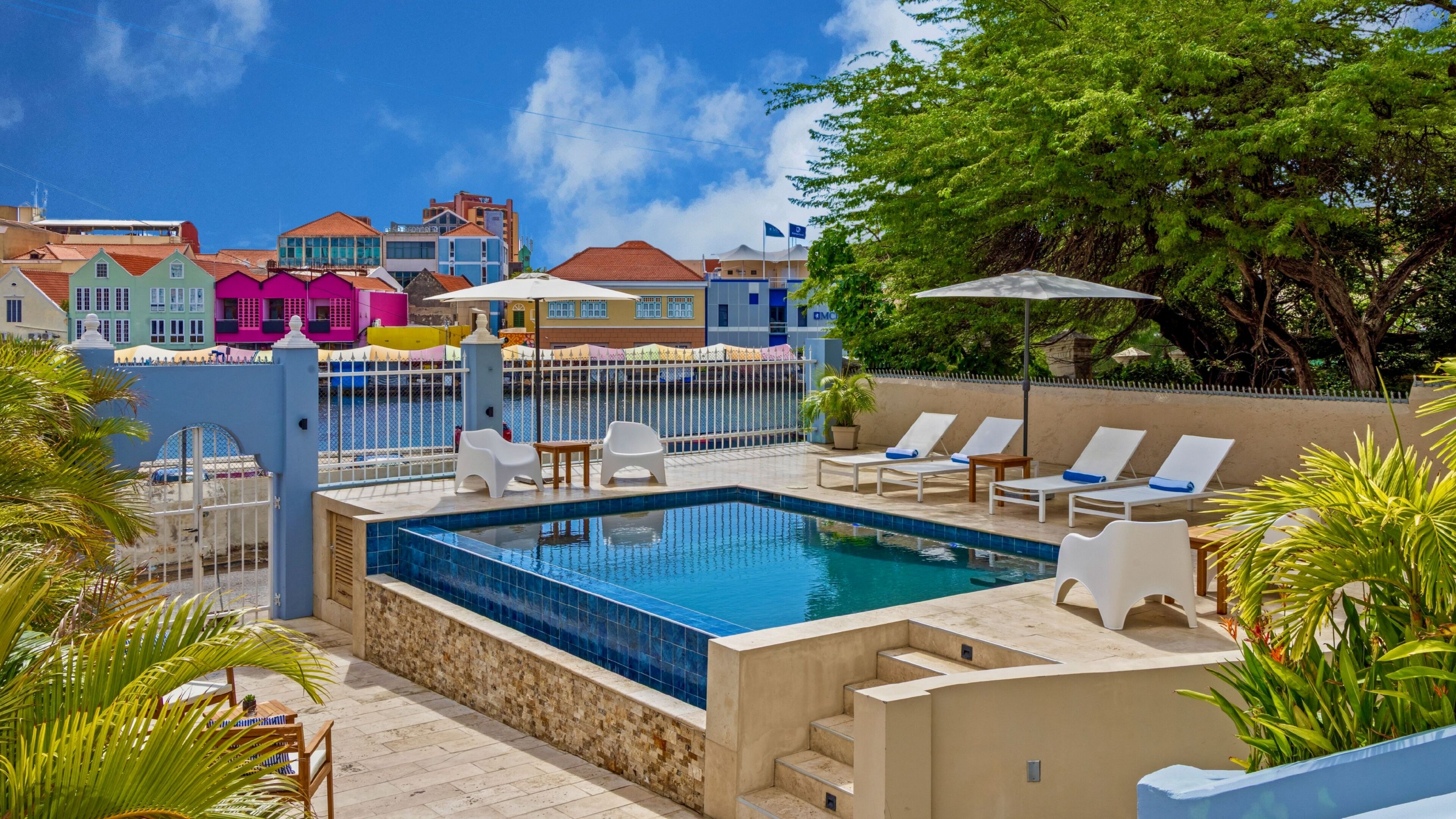 Outdoor pool, sun loungers