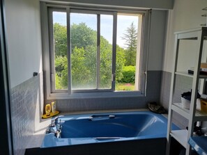 Combined shower/tub, hair dryer, towels - Family home in Touraine (Rochecorbon)