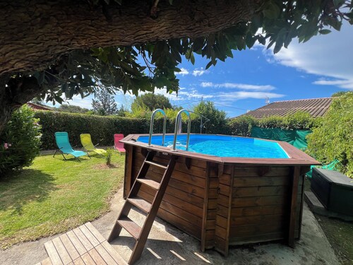 House/Gite/Cottage rated 1 star, with above-ground pool, garden.