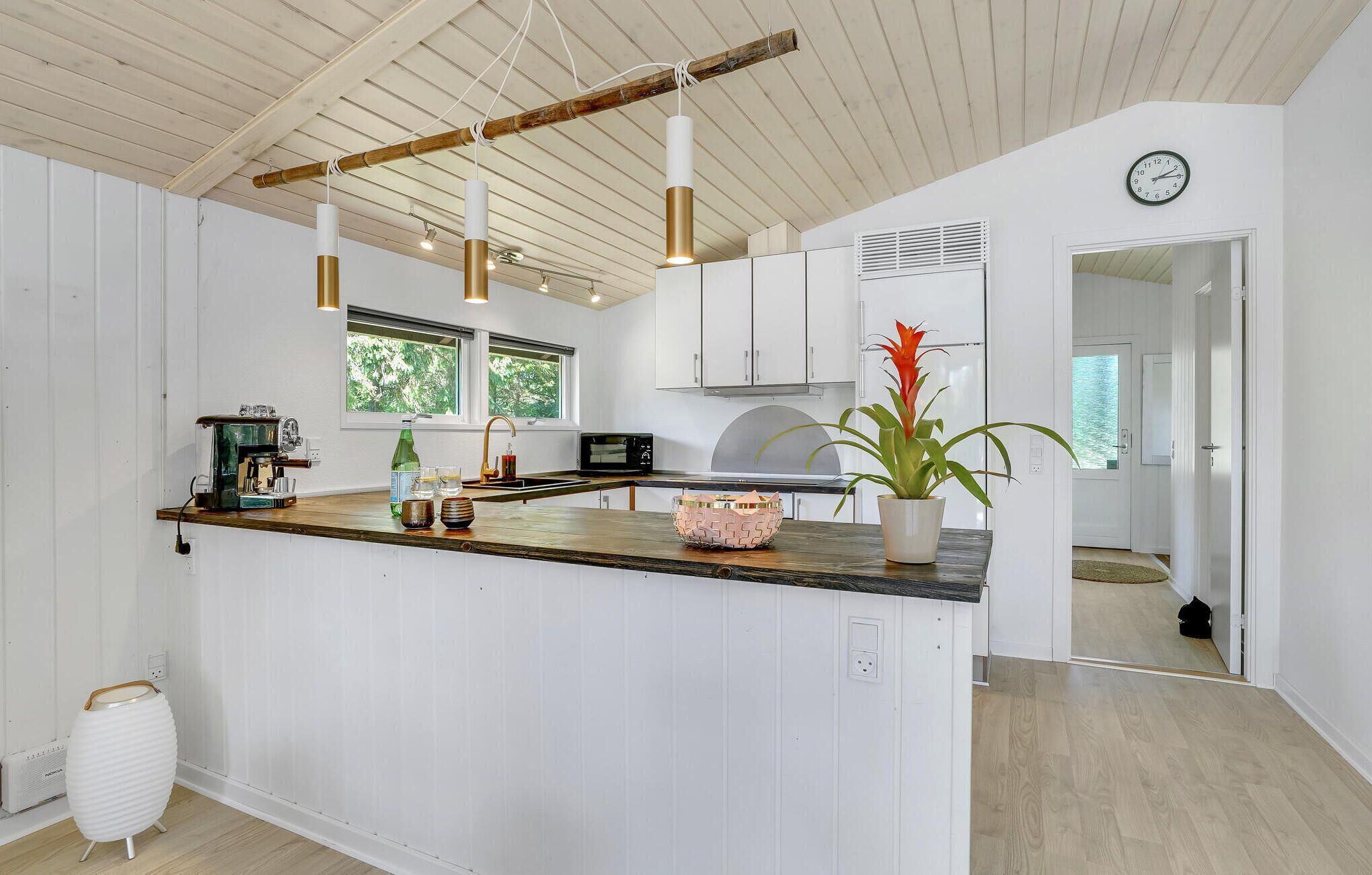 Frigorífico, placa de cocina, lavavajillas y cafetera o tetera