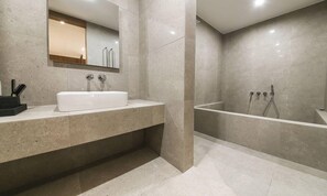 Hair dryer, bathrobes, slippers, towels