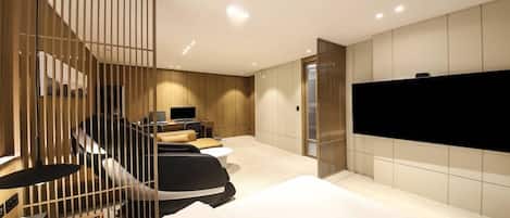 1 chambre, décoration personnalisée, ameublement personnalisé, bureau