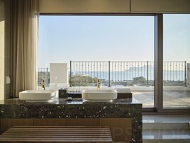 Hair dryer, slippers, bidet, towels