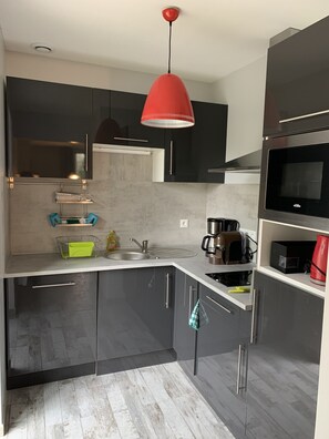 Fridge, microwave, oven, stovetop - Longère, small gîte in the heart of the Saint-Emilion vineyards  (Petit-Palais-et-Cornemps)