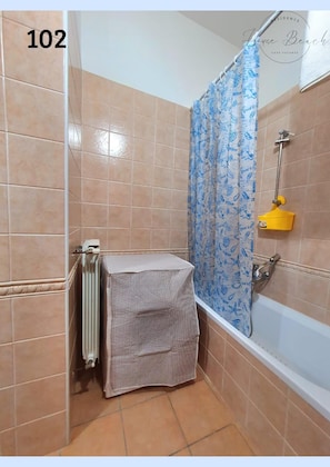 Shower, hair dryer, bidet, toilet paper