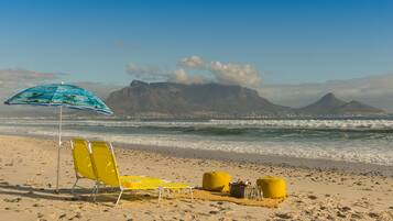 On the beach, white sand