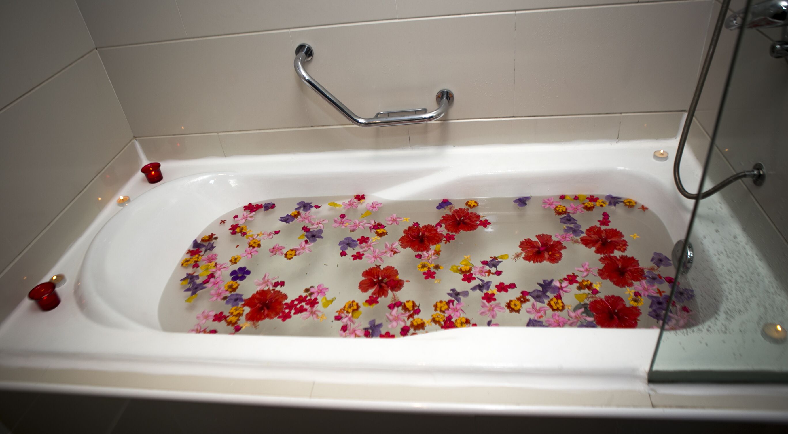 shower, rainfall showerhead, free toiletries, hair dryer