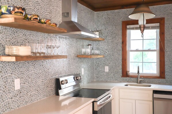 Fridge, oven, stovetop, dishwasher