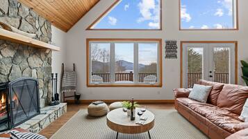 Smart TV, fireplace, video games, DVD player