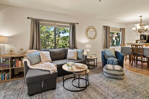 Téléviseur connecté, foyer, lecteur de DVD, livres