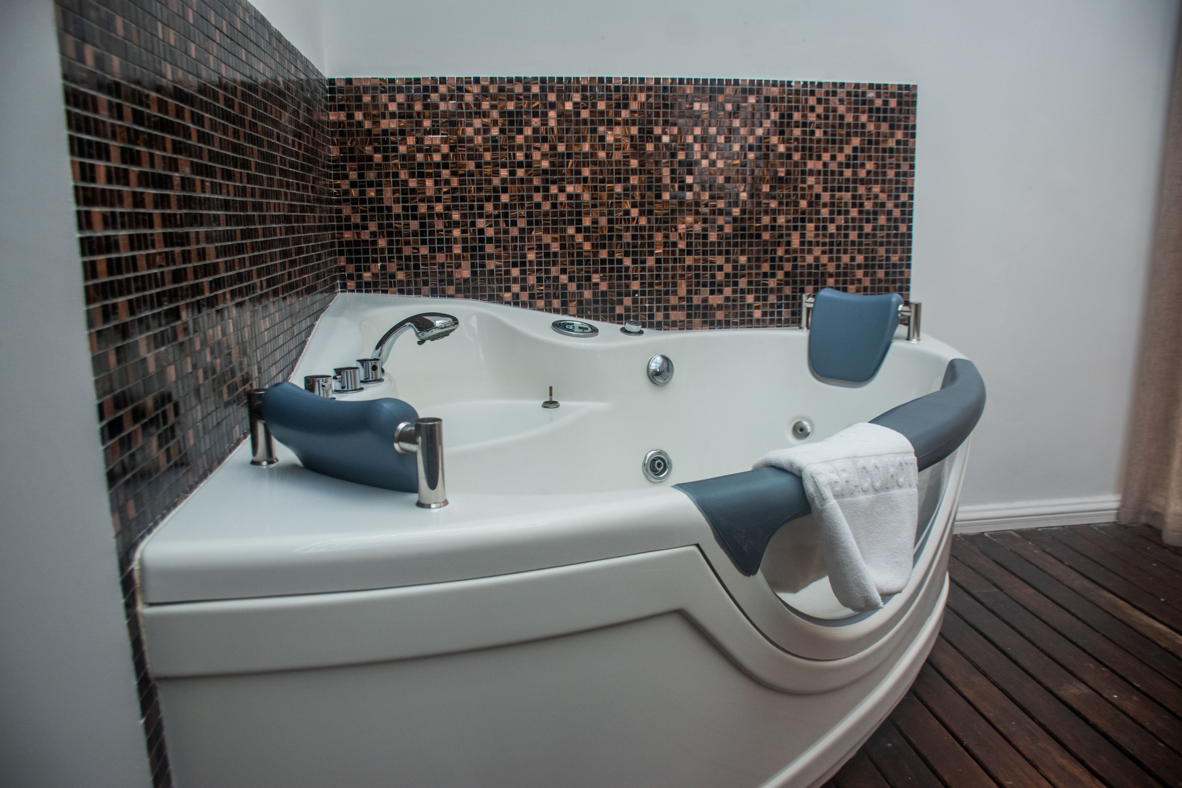 panoramic suite | bathroom | rainfall showerhead, designer toiletries, hair dryer, bathrobes