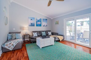 Smart TV, stereo - Calm Beach Home: Heated-Chilled Pool & Pet Park w/ Golf Cart Rental (Panama City)