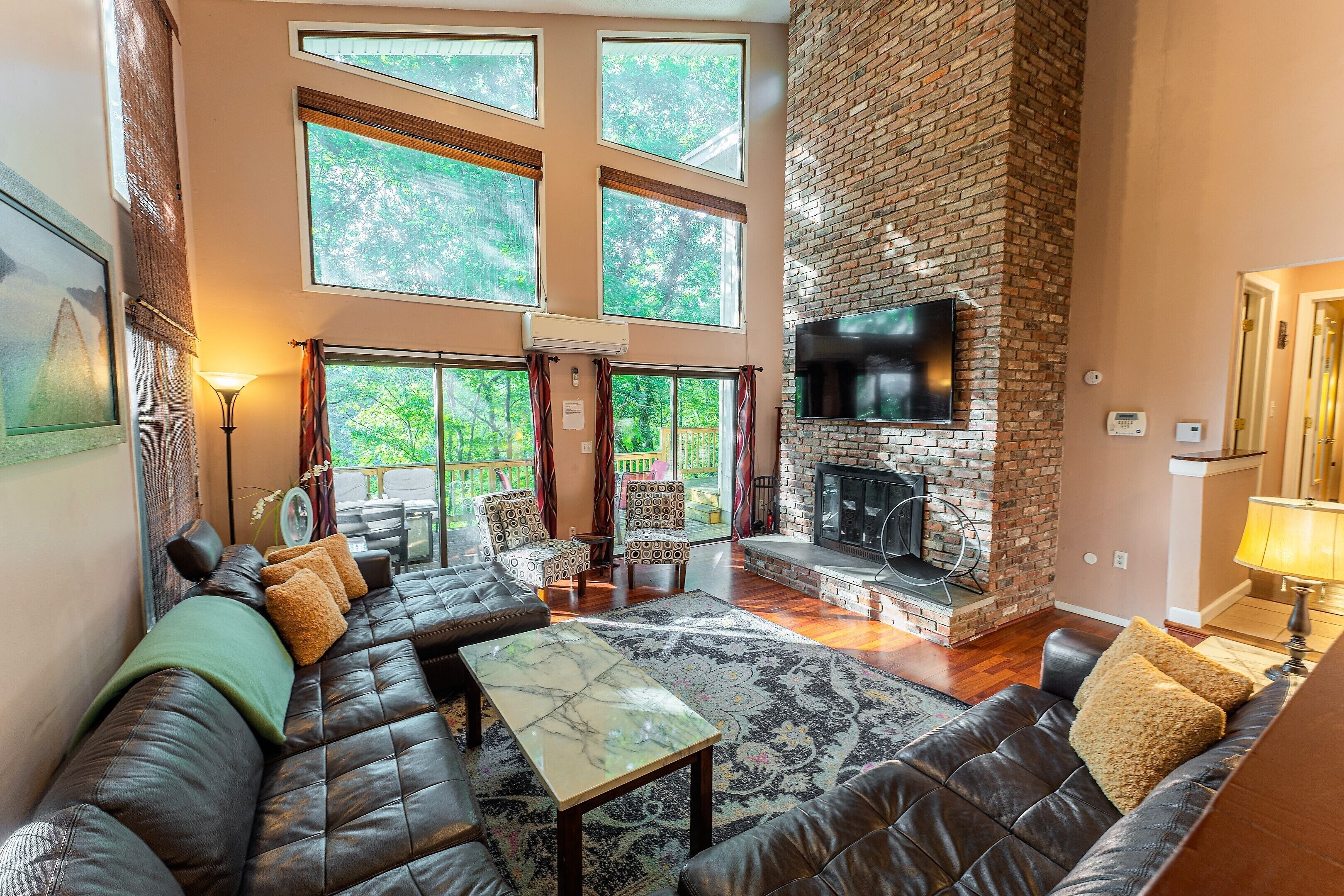 Smart TV, fireplace, foosball, table tennis