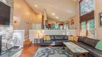 Smart TV, fireplace, foosball, table tennis