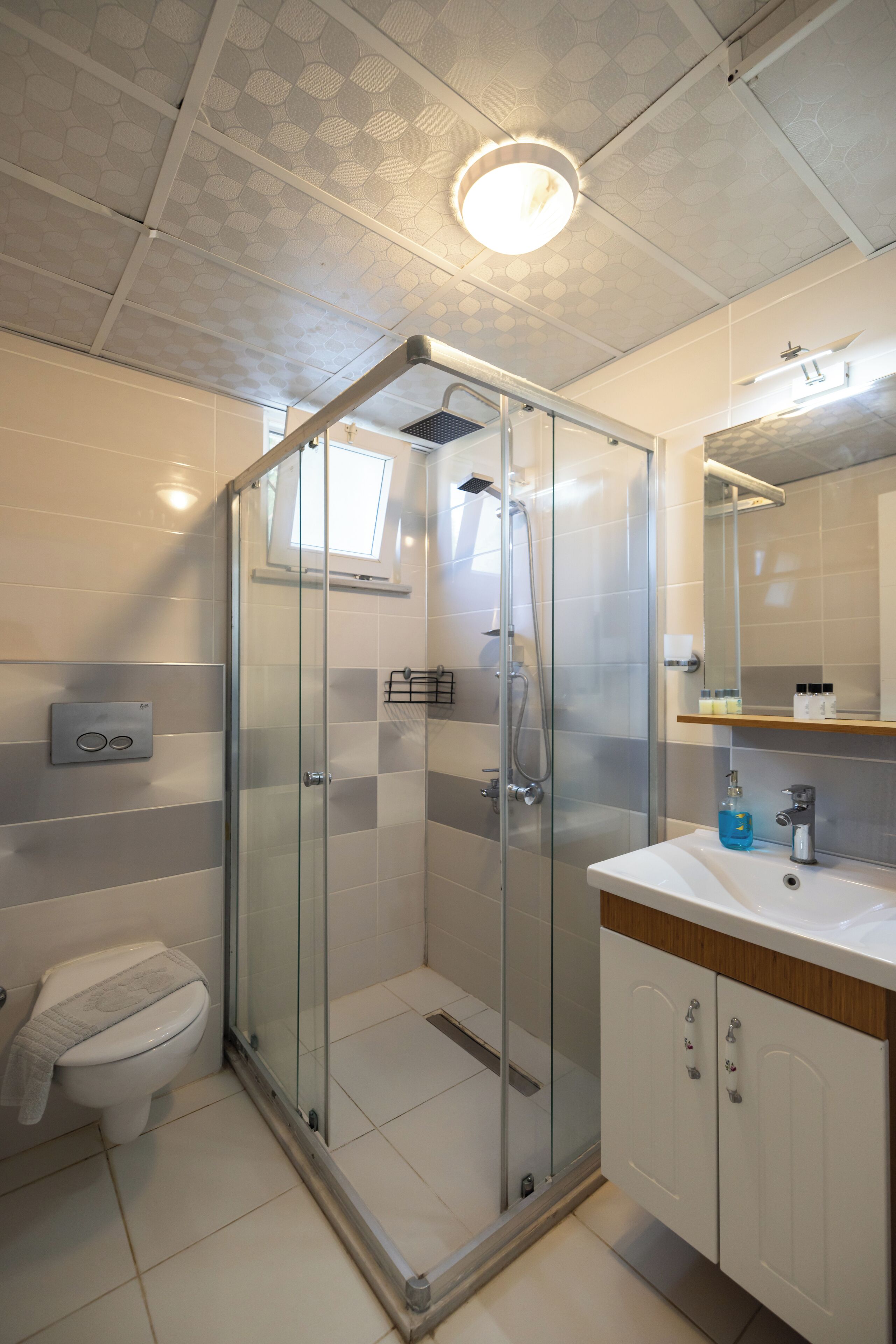 shower, free toiletries, hair dryer, slippers