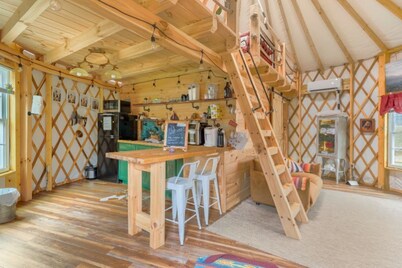Magical Riverside Yurt, hot tub & the BRPW, pet friendly near Floyd, Va