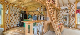 Magical Riverside Yurt, hot tub & the BRPW, pet friendly near Floyd, Va