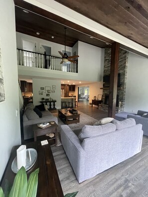 Smart TV, fireplace, video games, stereo