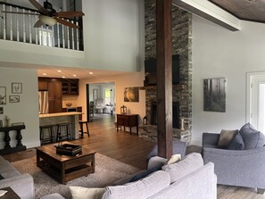 Smart TV, fireplace, video games, stereo