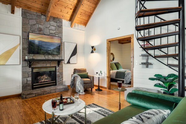 Smart TV, fireplace, video games, table football