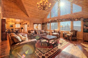 Smart TV, fireplace, video games, DVD player