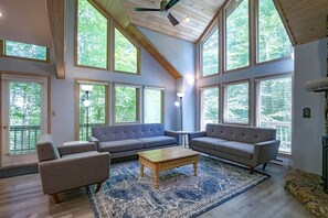 Een open haard en een dvd-speler