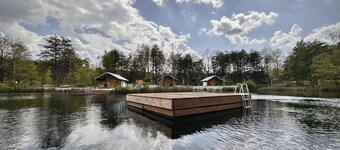 Three Lakeside Canvas Cottages group  campsite at  Parakeet Cove 