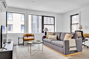 TV, stereo - Sleek UWS 2BR w/ W/D & Deck, near Central Park, by Blueground (Uptown)