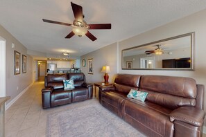 TV, DVD player, video library