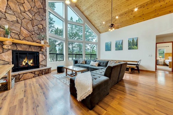 Smart TV, fireplace, table tennis, books
