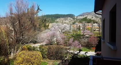 200m from town cool house with shady garden