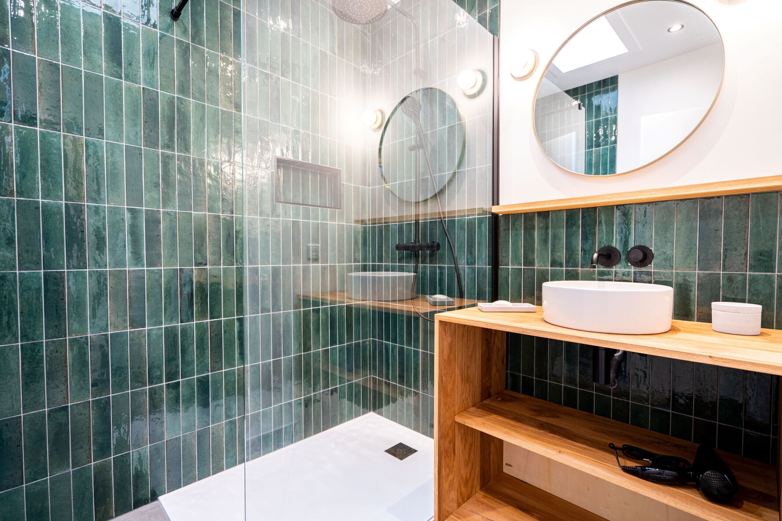 Shower, hair dryer