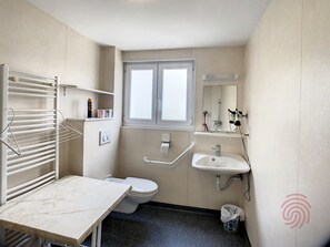 Hair dryer - Ground Floor, A/C, Accessible F2 Apartment with Terrace in Lamalou les Bains, 300m from Spa (Lamalou-les-Bains)