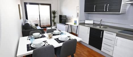 Fridge, microwave, stovetop, toaster