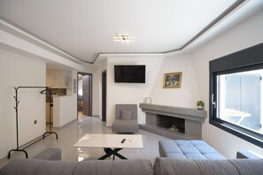 Family Apartment | Living area - Casa d Irene near airport beach (Spata-Artemida)