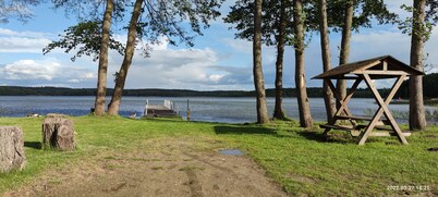 House on the lake left side 200 meters to the beach 