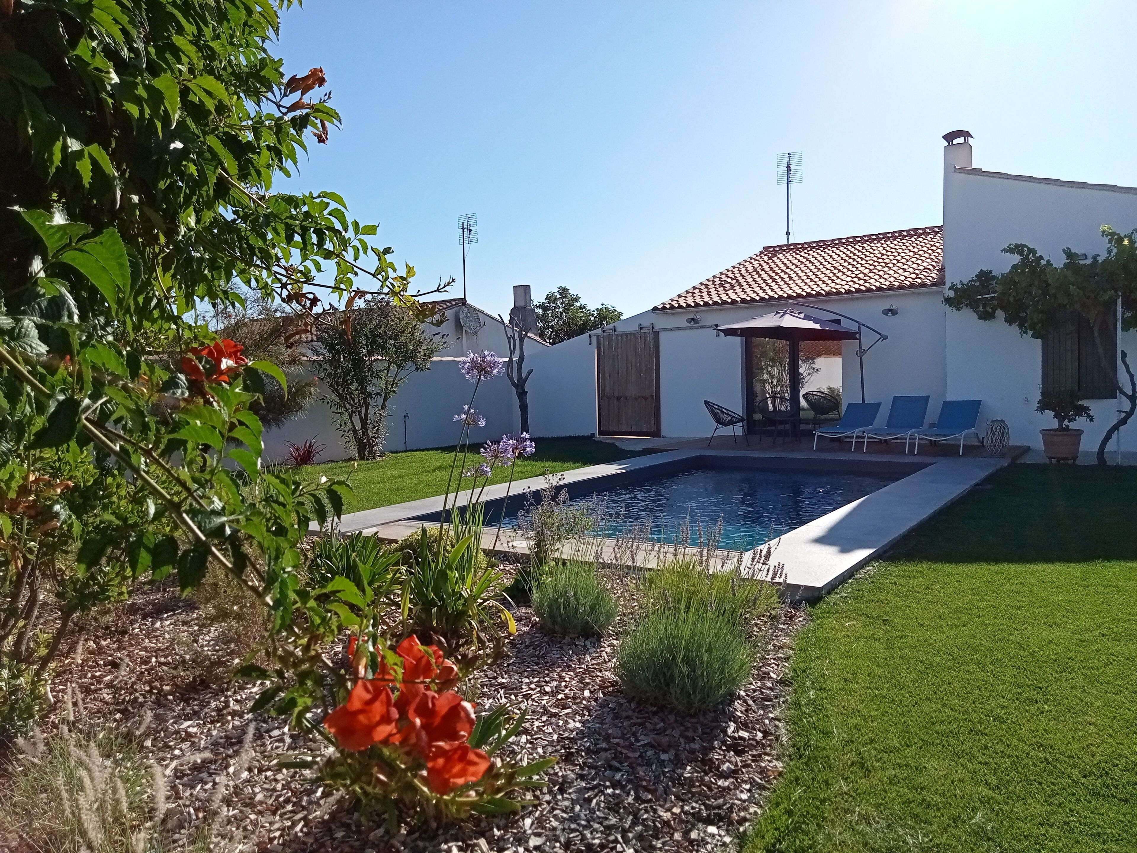 Una piscina al aire libre, una piscina climatizada