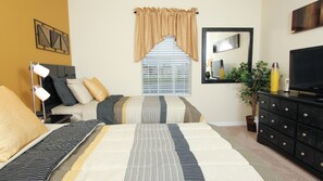 4 bedrooms, iron/ironing board, WiFi, bed sheets
