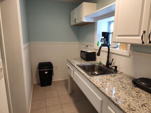 Fridge, microwave, coffee/tea maker, toaster - Harrison Hotel Unit F
Pet Friendly 
Ground Level (Murrells Inlet)