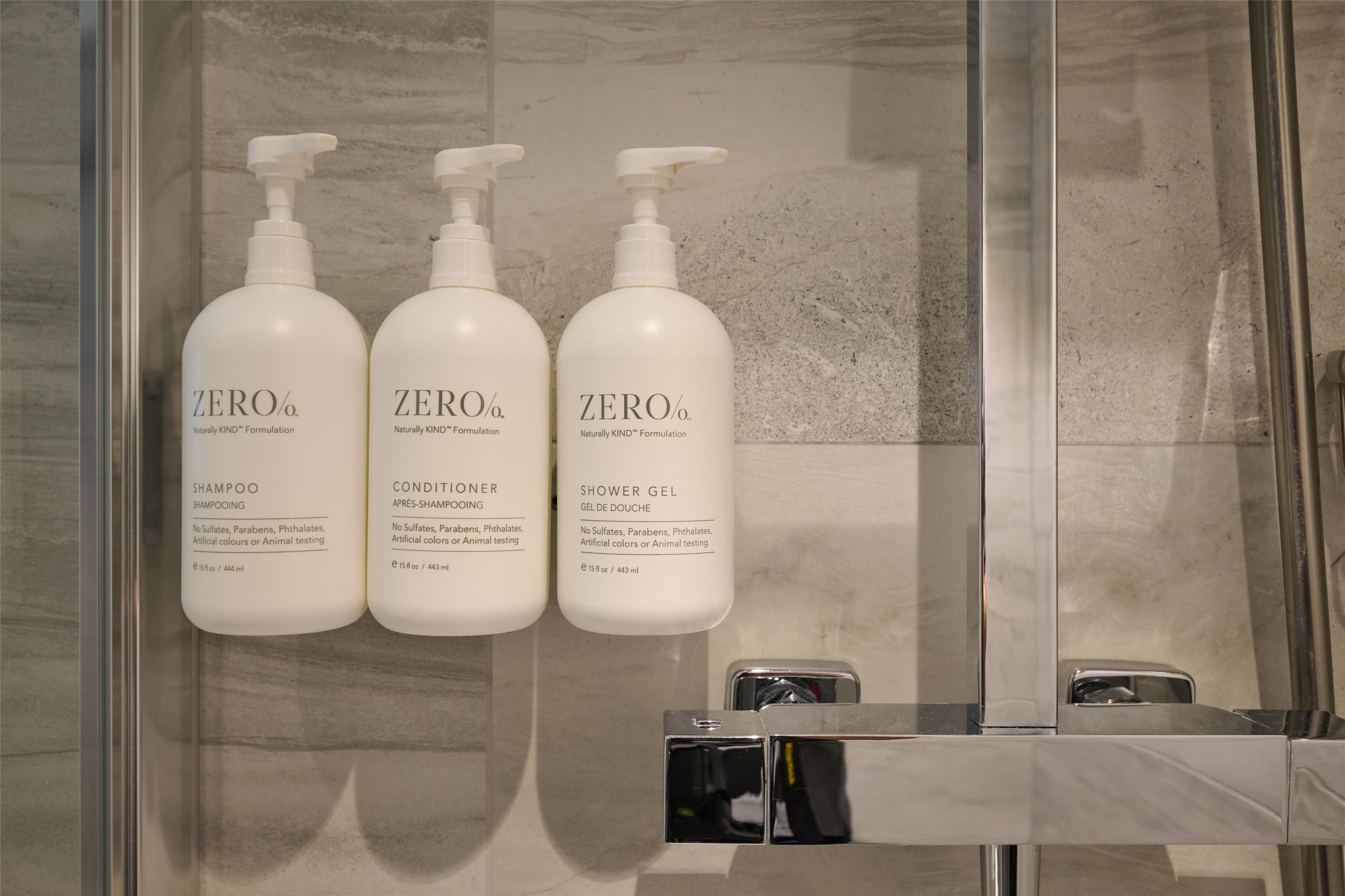 shower, rainfall showerhead, free toiletries, hair dryer