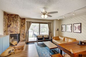 Smart TV, fireplace, foosball, table tennis