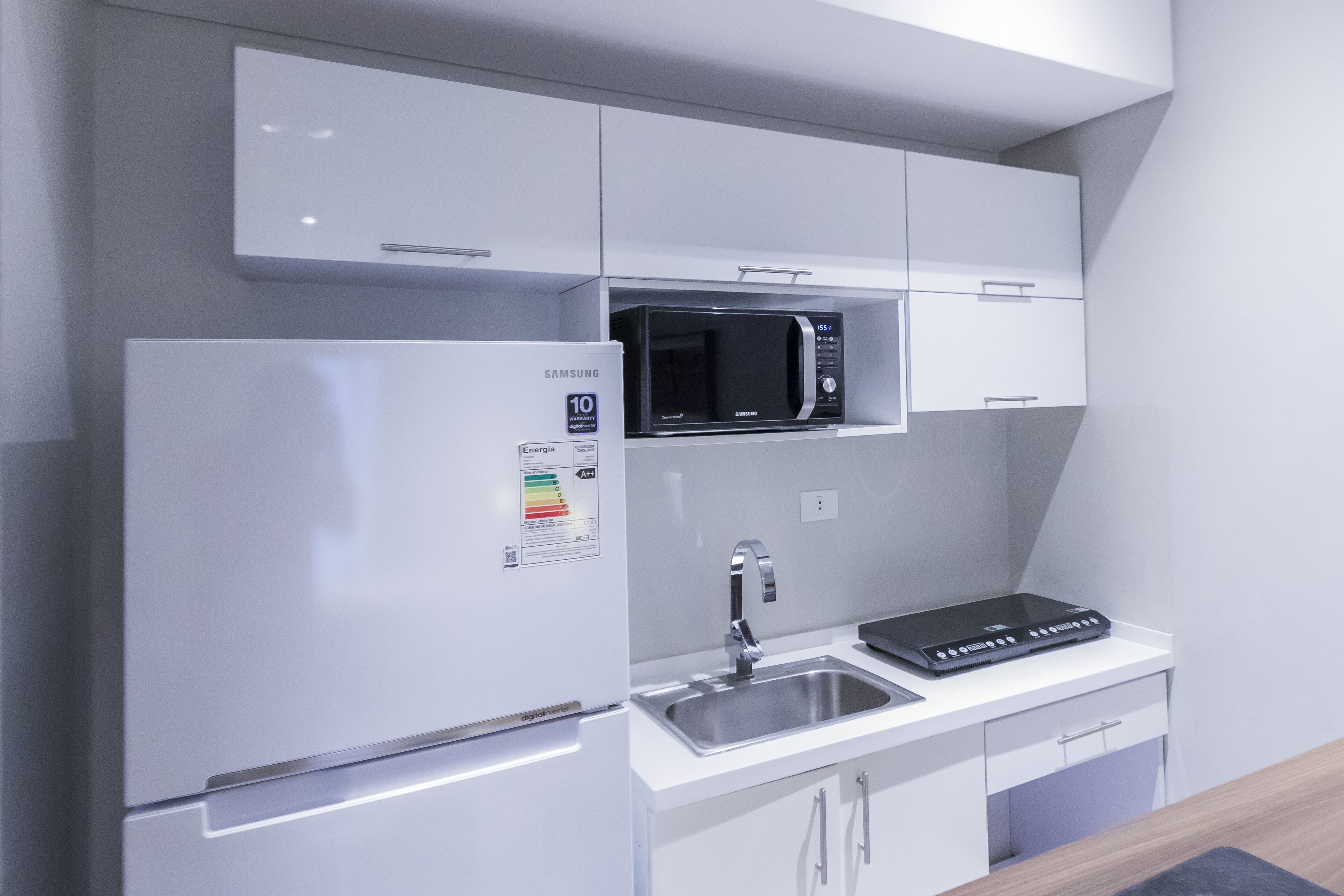 traditional studio | private kitchen | full-sized fridge, microwave, stovetop, cookware/dishes/utensils